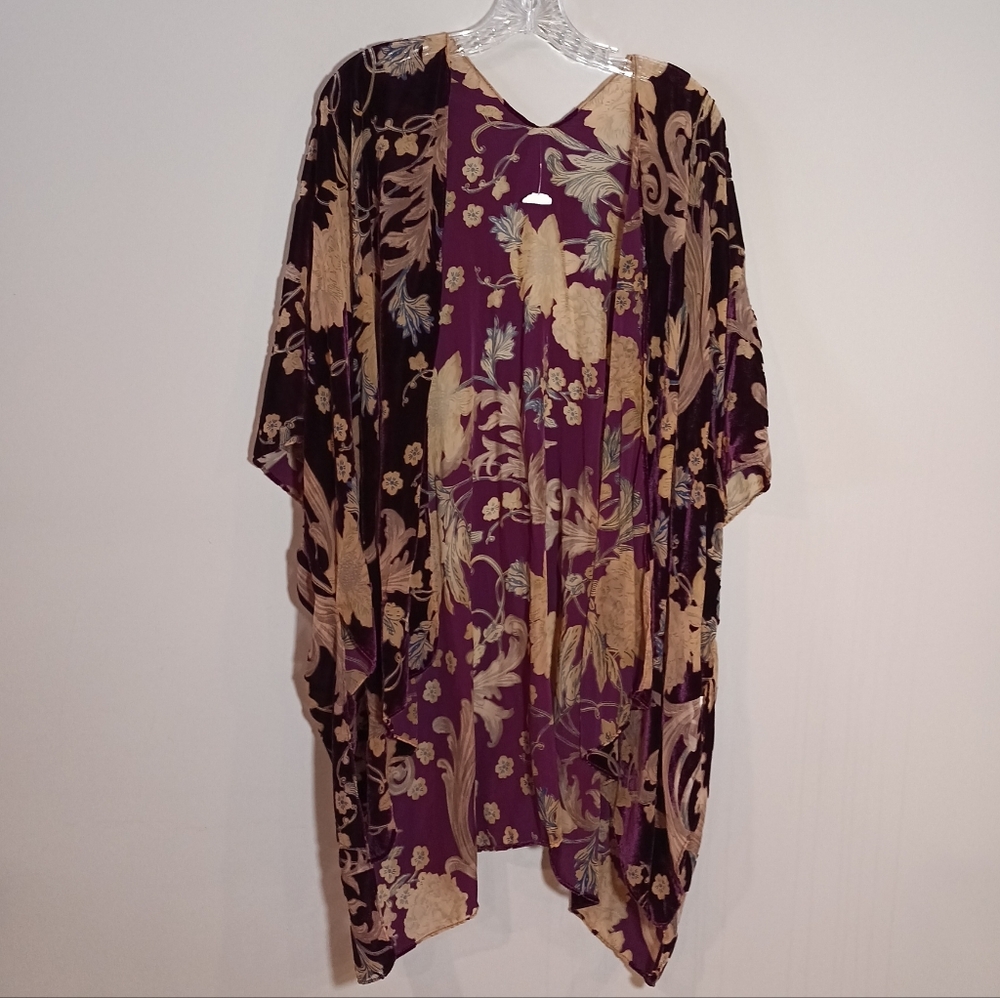 Paparazzi Kimono in Purple Berry Tan Gold One Size New